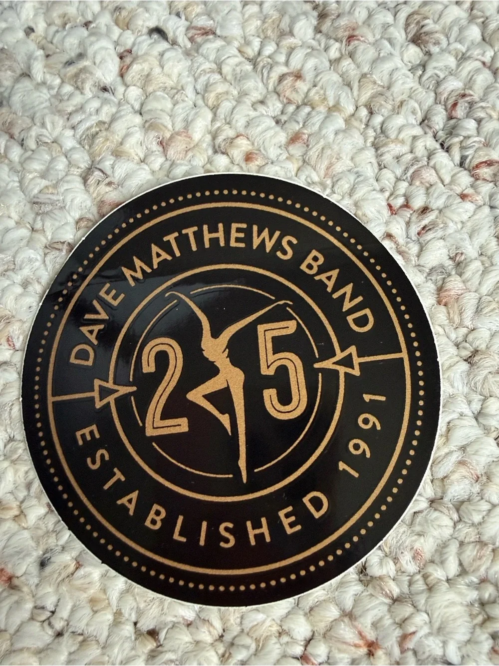 Dmb Dave Matthews band 25 Anniversary Black Gold Round sticker decal Firedancer